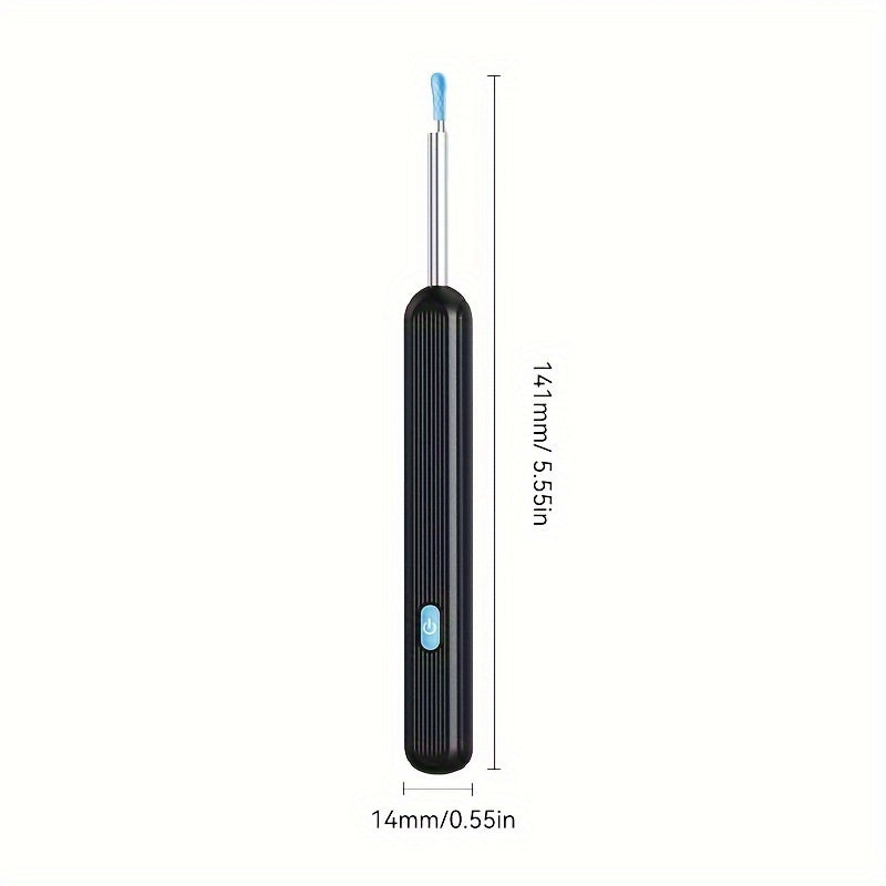 7-Piece Wireless Ear Wax Removal Kit with Camera & Light - 6 Ear Scoops, 6 Sleeve Accessories, iOS & Android Compatible - Safe & Easy Home Ear Cleaning - Black & White