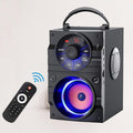 Portable Wireless Party Speaker with Subwoofer Heavy Bass Bluetooth FM Radio Remote Control LCD Display for Indoor Outdoor Home Phone & PC – Black