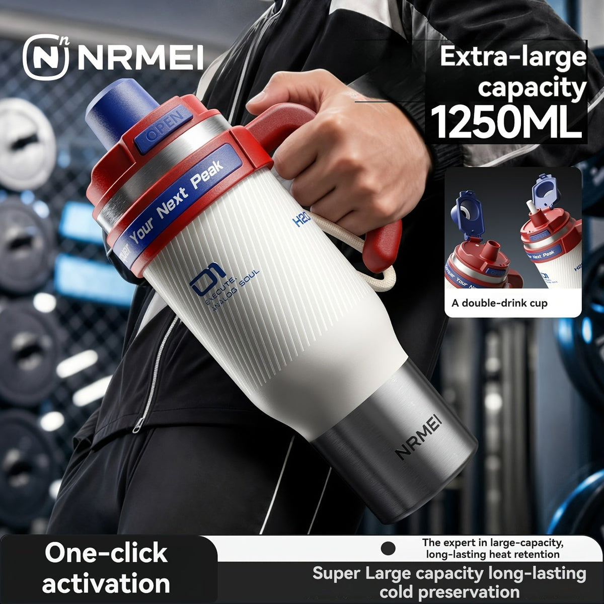 Stainless Steel Insulated Thermos 24-Hour Hot & Cold Leak-Proof with Handle & Carrying Strap for Car Travel & Daily Use – 32 oz & 42 oz Multiple Colors