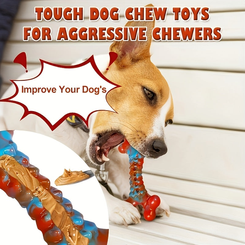 Indestructible Dog Chew Toys for Aggressive Chewers, Large Breed Tough Nylon Dog Teething Toy, Durable Sturdy Boredom Relief Interactive Chew Toy Keeps Dogs Busy, Red, 1pc/2pcs/4pcs