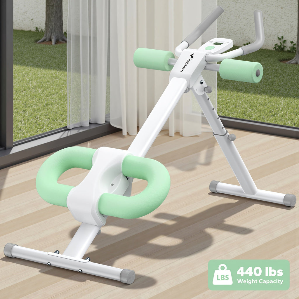Adjustable Ab Machine & Ab Trainer for Home Gym, Foldable, Multi-Level Resistance, Knee Protection Pad, Aluminum Alloy Frame, Core & Abs Workout Equipment for Men & Women