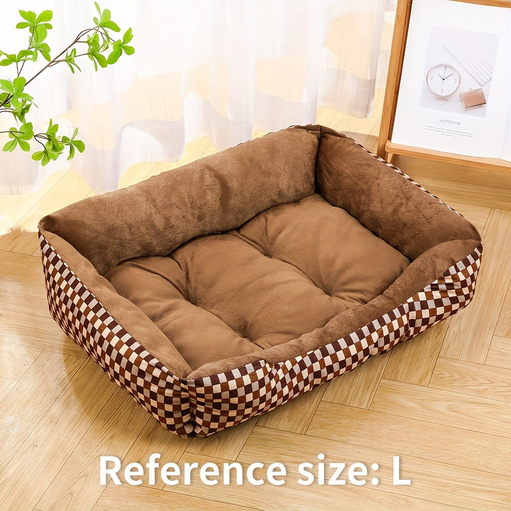 Cozy Plaid Dog Bed for Small, Medium, and Large Dogs - Ultra-Soft Polyester Plush Pet Mat, Ready to Use with No Assembly Required, Stylish All-Season Indoor Flat Dog Bed Lounger for All Breeds