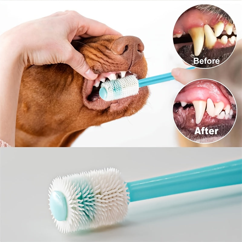 3-Piece Pet Dental Care Silicone Toothbrush Set, 360° Finger Brush & Micro-Ciliated Brush for Dogs & Cats, Soft, Gentle, No Battery Required