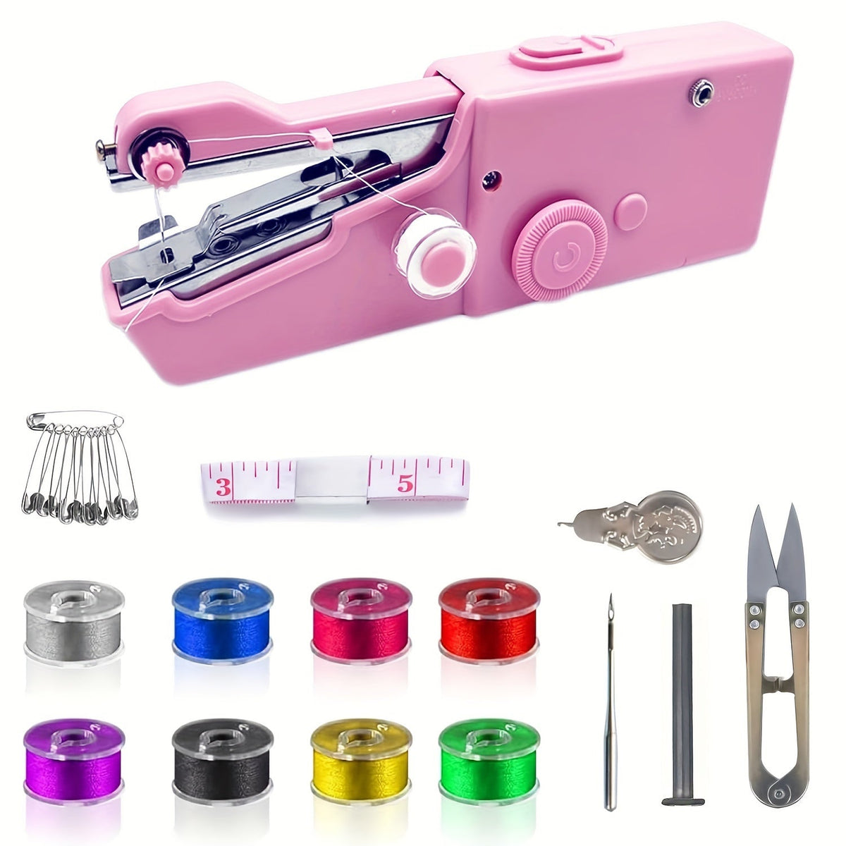 Handheld Mini Sewing Machine 36-Piece Set, Cordless Portable Electric Sewing Kit for Beginners, Adults, Home, Travel, and Clothes Repair (Purple, Black, White, Pink)