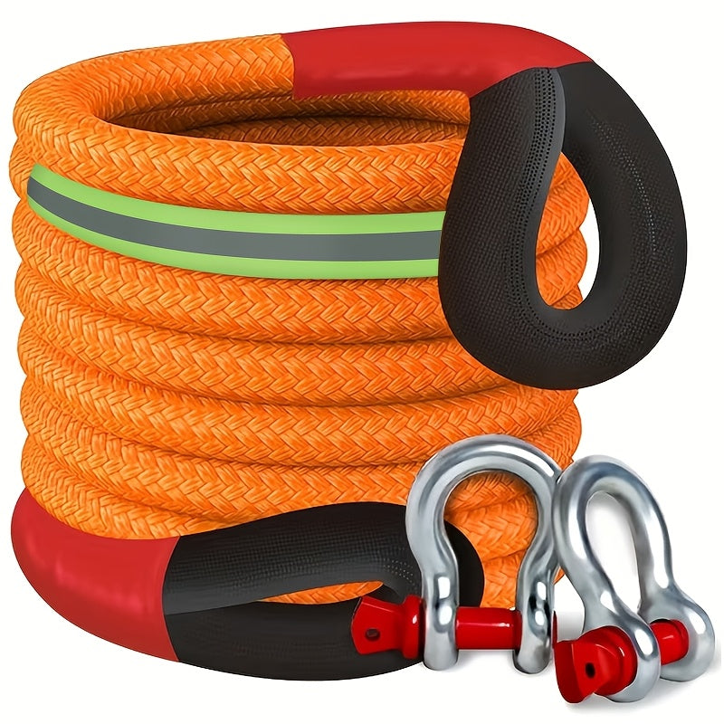 Kinetic Recovery Rope 22 Ton 48,501 lbs – Heavy Duty Nylon Tow Rope with Bow Shackles & Storage Bag for Truck, SUV, UTV, ATV, and Off-Road Emergency Rescue