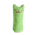 Cat Squeaky Plush Pillow Teaser Toy - Interactive Cat Design Stuffed Kicker Toy with Squeaker for Cats and Kittens, Solo Play Boredom Buster, No Battery Required, Available in 6 Colors: Green, Yellow, Pink, Blue, and Coffee