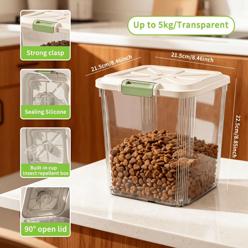 Airtight Pet Food Storage Container with Wheels, Locking Lid, Built-in Scoop, Moisture-Proof Dog and Cat Food Bin for Kitchen Pantry, 11/22/38/55 lbs Dry Food Storage