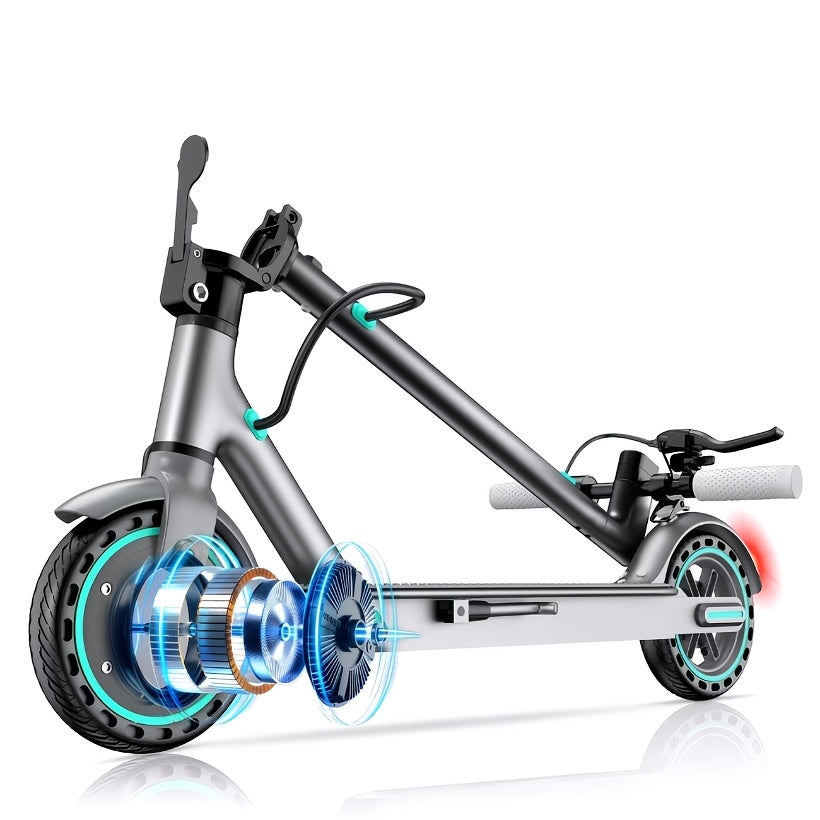 Electric Scooter for Adults with 350W Motor - 19 MPH Top Speed, 21-Mile Range, 8.5" Solid Tires, Foldable Commuter E-Scooter with App Control, Dual Brake System & LED Lights | Portable Folding Design