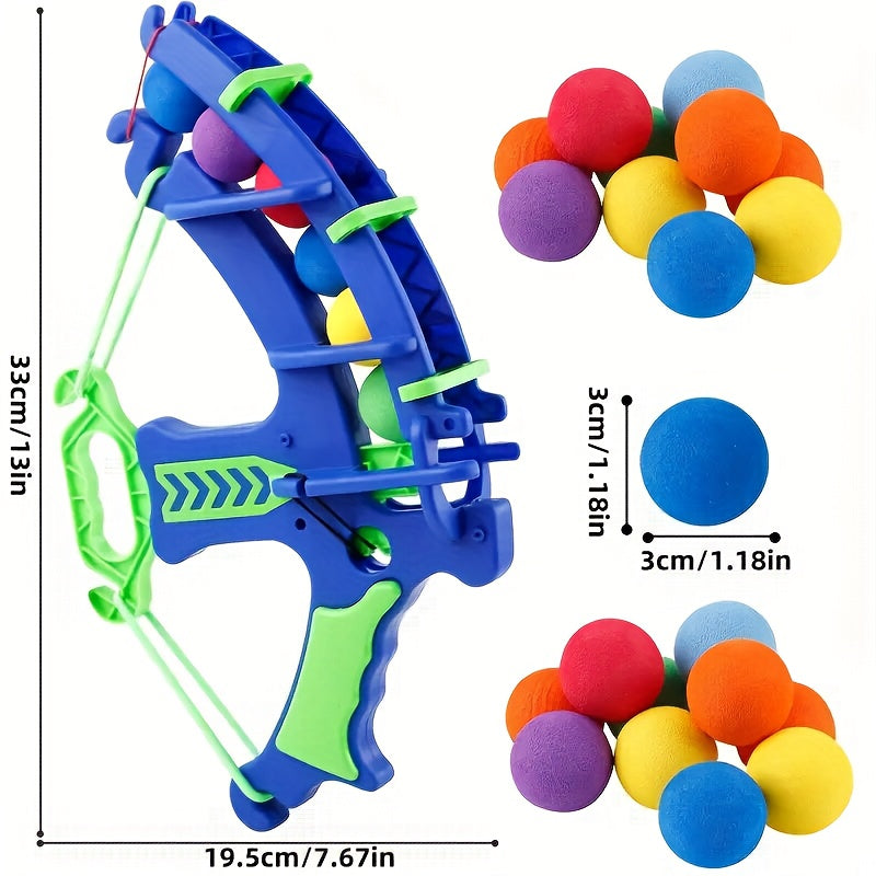 Kids Soft Foam Ball Bow Launcher Toy Set with 5, 10, 15, or 20 EVA Balls, Safe Outdoor Indoor Active Play Competitive Shooting Game for Boys Girls Ages 3 and Up, Birthday Gift (Random Ball Colors)