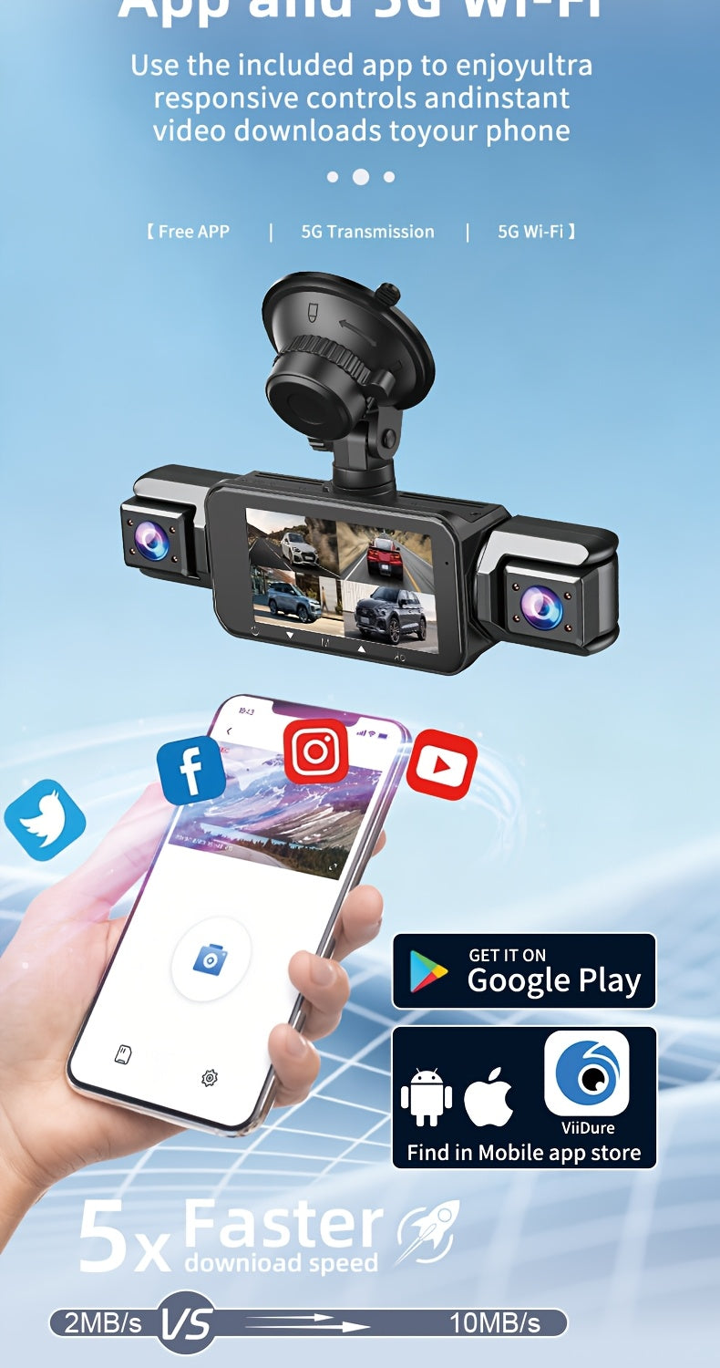 360° Dash Cam 3/4 Channel 1080P HD with Night Vision, WDR, G-Sensor, Loop Recording, 24/7 Parking Monitor, and WiFi; Multi-Lens Car Camera System for Full Coverage and Zero Blind Spots