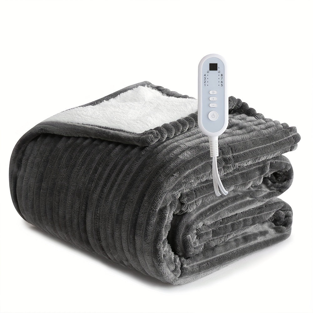 Electric Heated Blanket, Flannel, Extra Large, 8 Temperature Levels, 10-Hour Auto-Off, PTC+NTC Overheat Protection, Machine Washable – Available in Throw, Twin, Full, Queen, and King Sizes