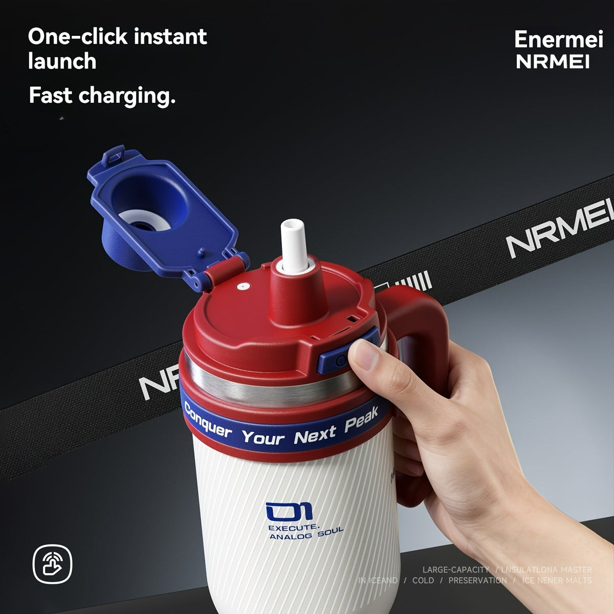 Stainless Steel Insulated Thermos 24-Hour Hot & Cold Leak-Proof with Handle & Carrying Strap for Car Travel & Daily Use – 32 oz & 42 oz Multiple Colors