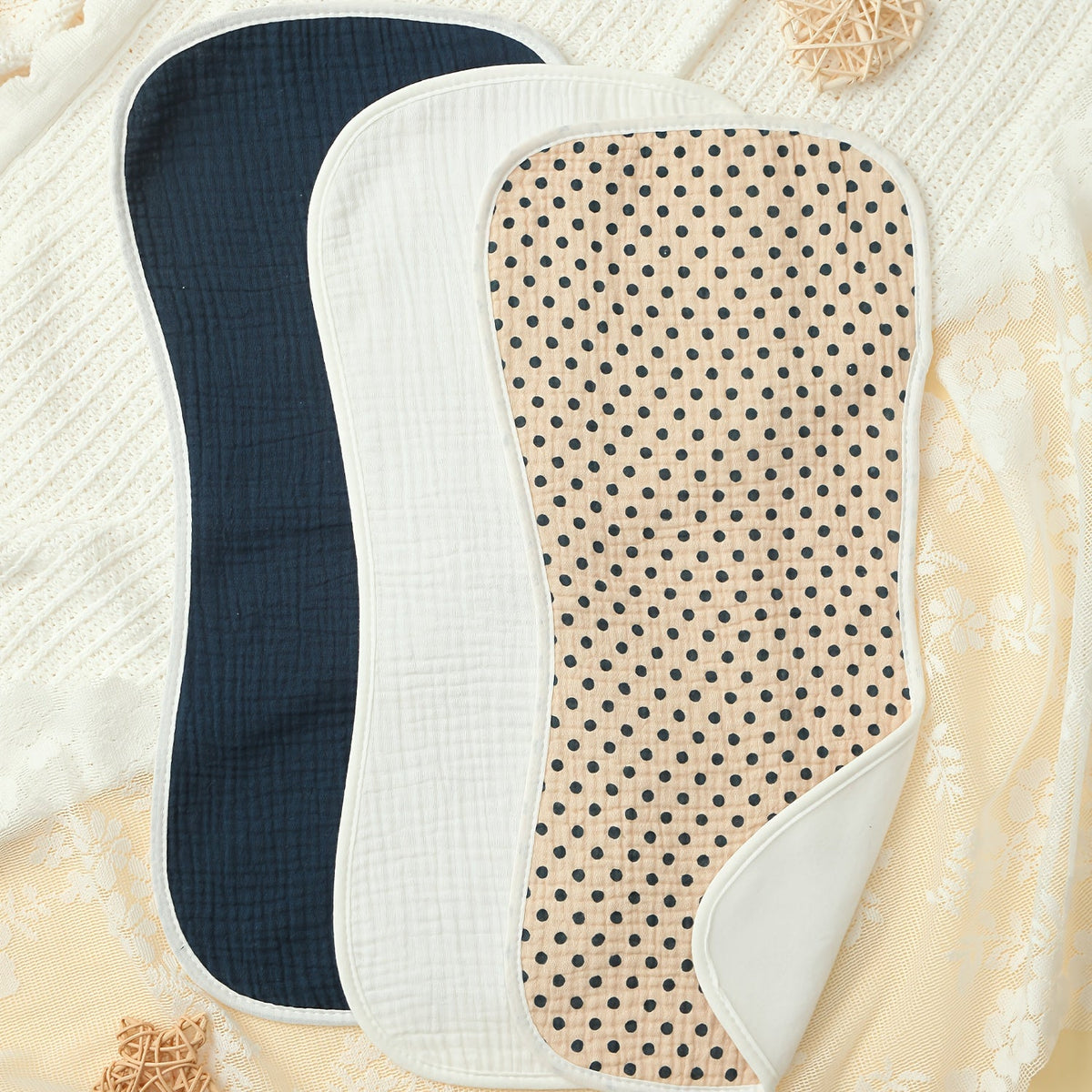 Muslin Baby Burp Cloths Set, Soft & Absorbent Printed Designs for Boys & Girls, 3-Piece Polka Dot, 4-Piece Rainbow Print & 5-Piece Star, Ideal Feeding Cloths for Infants & Toddlers