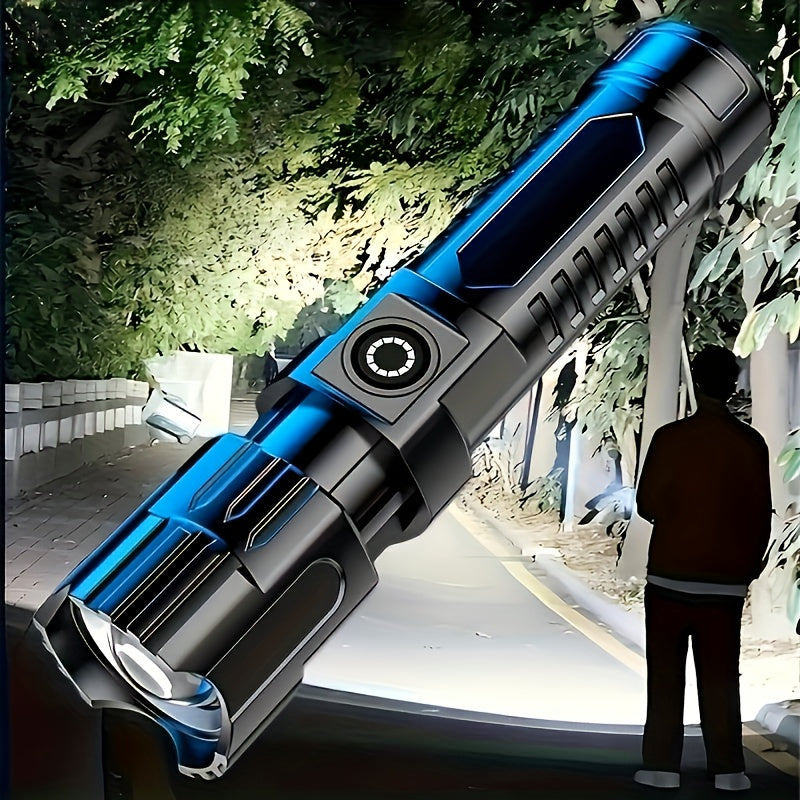 2-Pack High-Powered Zoom Flashlights - 260 Lumens, 150m Range, Retractable Zoom, Portable Mini Flashlight for Camping, Outdoor & Home - USB Charging Included