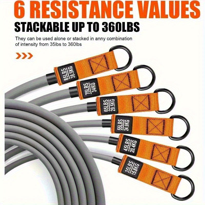 300lb Heavy-Duty Resistance Band Set Home Gym Strength Training Kit with Handles, Door Anchor, and Ankle Straps for Full-Body Workout, Muscle Building, Toning, and Rehabilitation