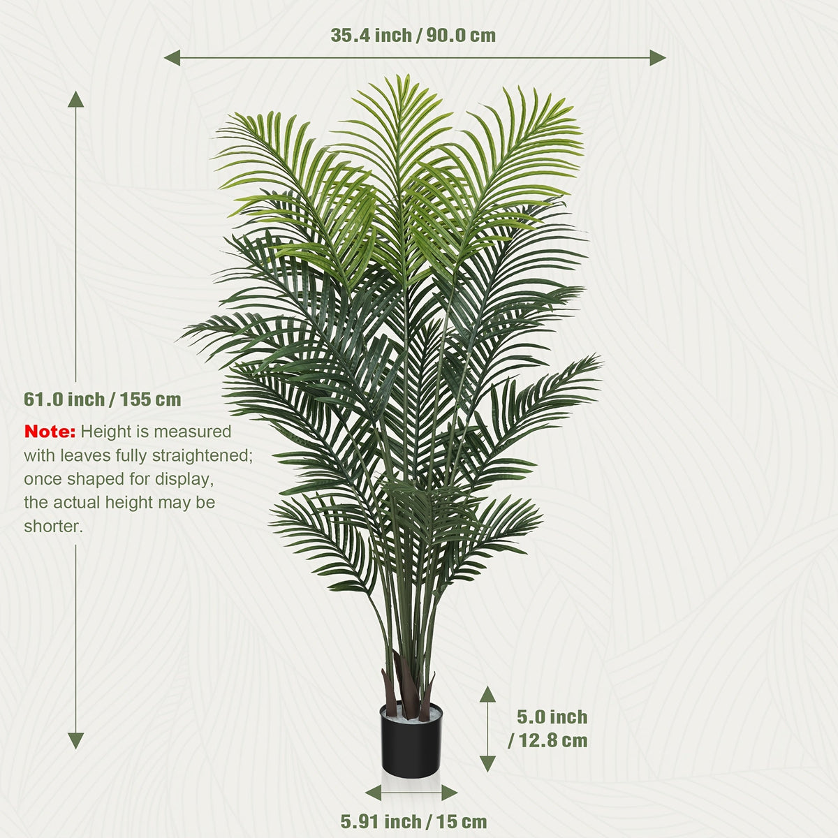 Artificial Palm Tree 4/5/6ft – UV-Resistant Faux Areca Palm with Realistic Dense Leaves & Black or White Planter Option for Living Room Patio Office Commercial Decor
