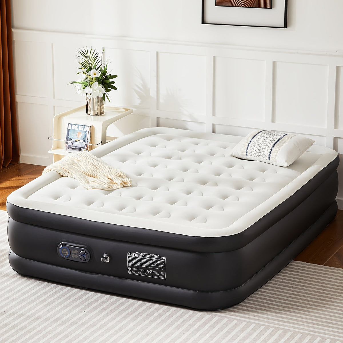 Inflatable Air Mattress, 16/18/22-inch Thick, with Built-in High-Capacity Pump, Non-Slip Bottom, Low Noise, 660 lbs Capacity, Adjustable Camping, Outdoor, Yard, and Guest Bed