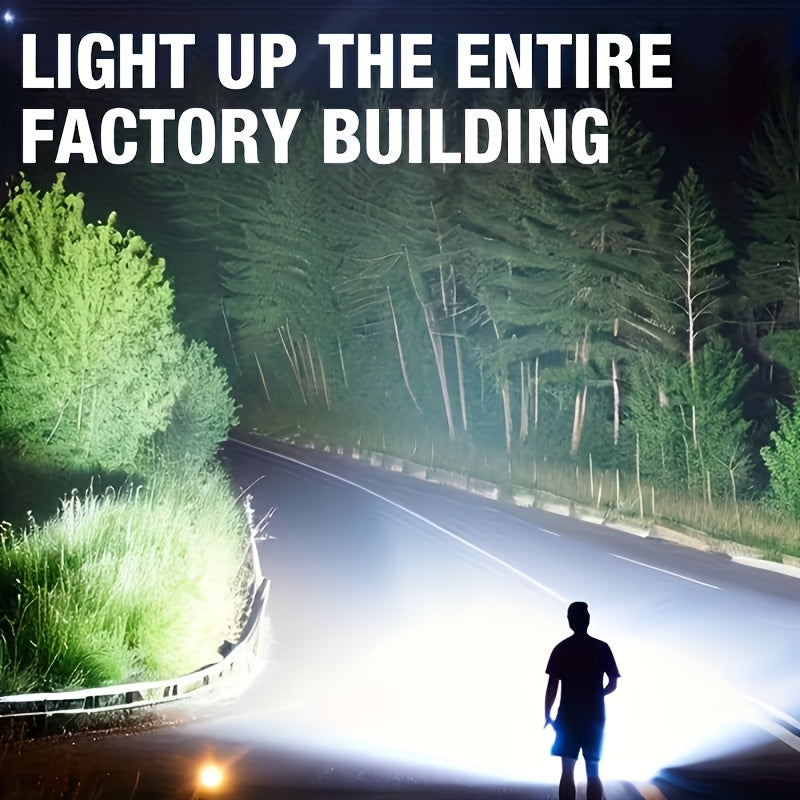 High-Lumen USB Rechargeable Flashlight – 3600mAh High-Capacity Battery IP68 Waterproof with Shoulder Strap for Outdoor Work Patrol Fishing & Home Use