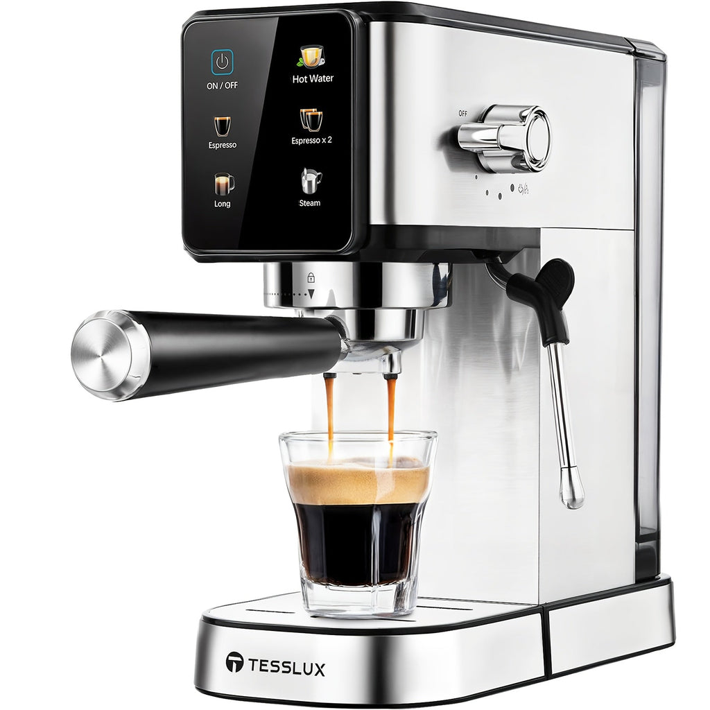 20 Bar Espresso Machine with Dual Boiler & Milk Frother Wand – Touch Control Compact Coffee Maker for Home, Makes Cappuccino & Latte, Includes Coffee Mug – Nova Mart