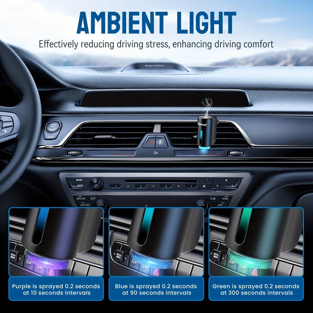 Car Essential Oil Diffuser Aromatherapy Air Freshener Smart Humidifier with 3 Adjustable Mist Modes for Vehicle Dashboard Interior