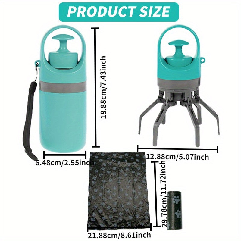 便携式宠物拾便器套装，含拾便袋分配器及75个拾便袋——6件套耐用塑料垃圾清理工具，可爱爪印设计，适用于所有犬种，户外遛狗必备品