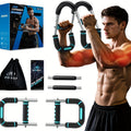 U-Shaped Adjustable Chest and Arm Muscle Strength Trainer, 60-100 lbs Spring Resistance, Triceps and Chest Workout Equipment, 2-Level Adjustment, Detachable and Portable Home Gym Fitness