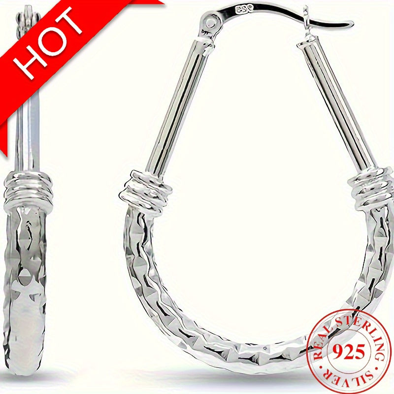 S925 Sterling Silver Hoop Earrings, Italian Classic Design, Elegant Luxury, Daily Wear, Engagement Wedding Gift for Wife/Girlfriend