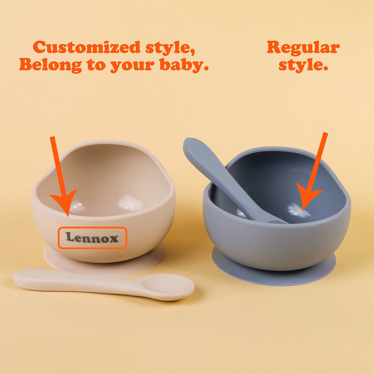TYRY.HU Baby Suction Bowl with Spoon, 2-Piece First Stage Self-Feeding Set for Baby Led Weaning, Cute Designs Including Rainbow Elephant & Owl