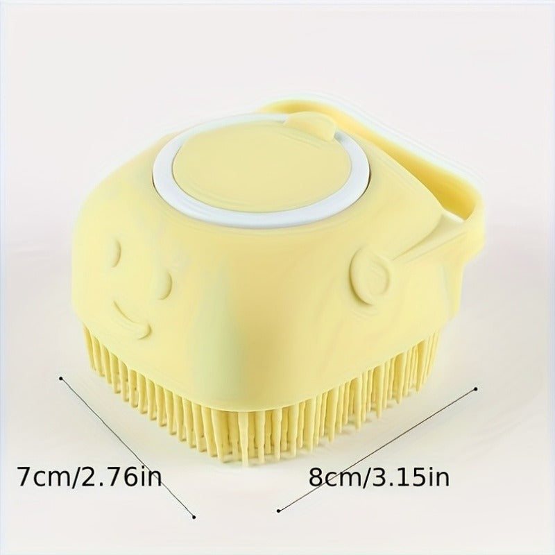 宠物洗澡刷带除蜱工具 - 柔软按摩刷毛，人体工学手柄及可拆卸盖子方便清洁，通用猫狗洗澡刷适用于中小型宠物，洗护用洗发水按摩刷