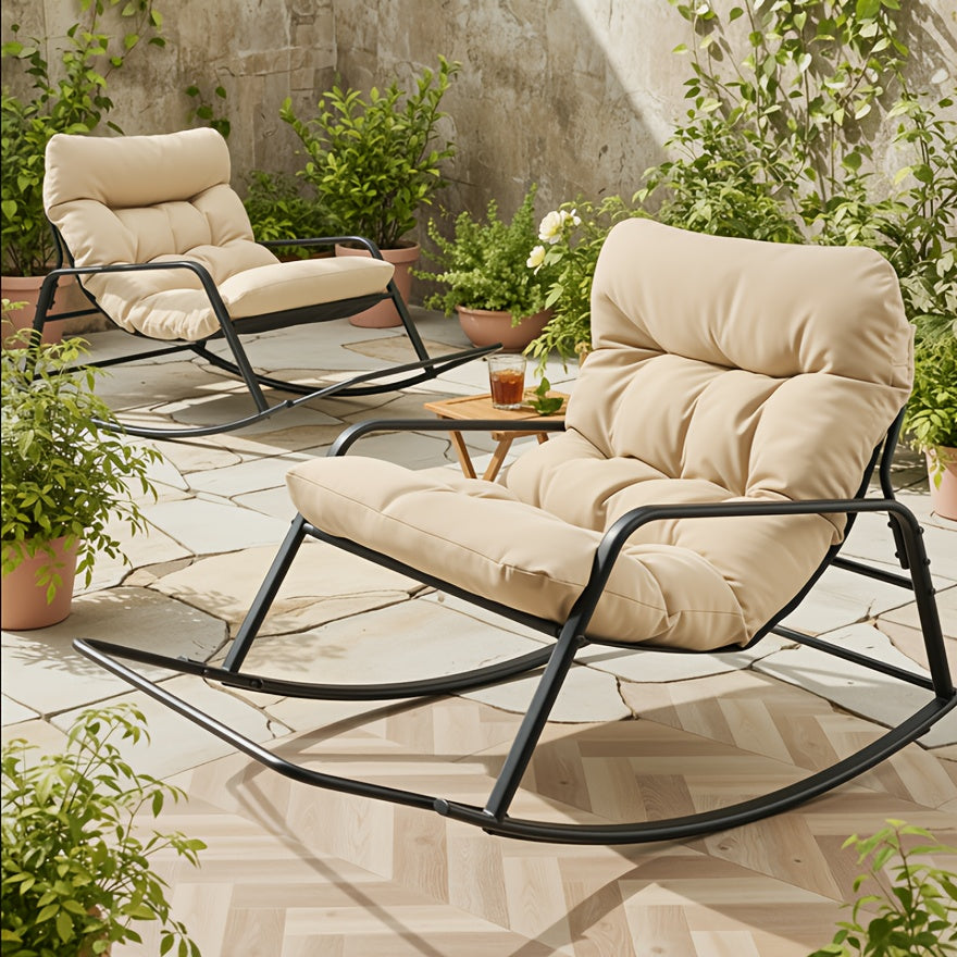Extra Large Papasan Chair Outdoor Patio Rocking Egg Lounge Chair with Cushion for Deck Garden Camping – Comfortable Reading Chair, Available in 1-Pack & 2-Pack, Multiple Colors