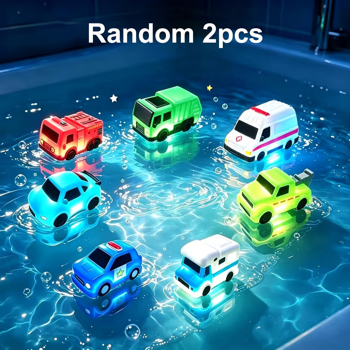 Light-Up Bath Toys for Baby & Toddler, No-Hole Flashing Colorful LED Floating Bathtub Toys Set of 2/4/6, Water Toys for Infant Kids Preschool Bathtime Swim Pool Party