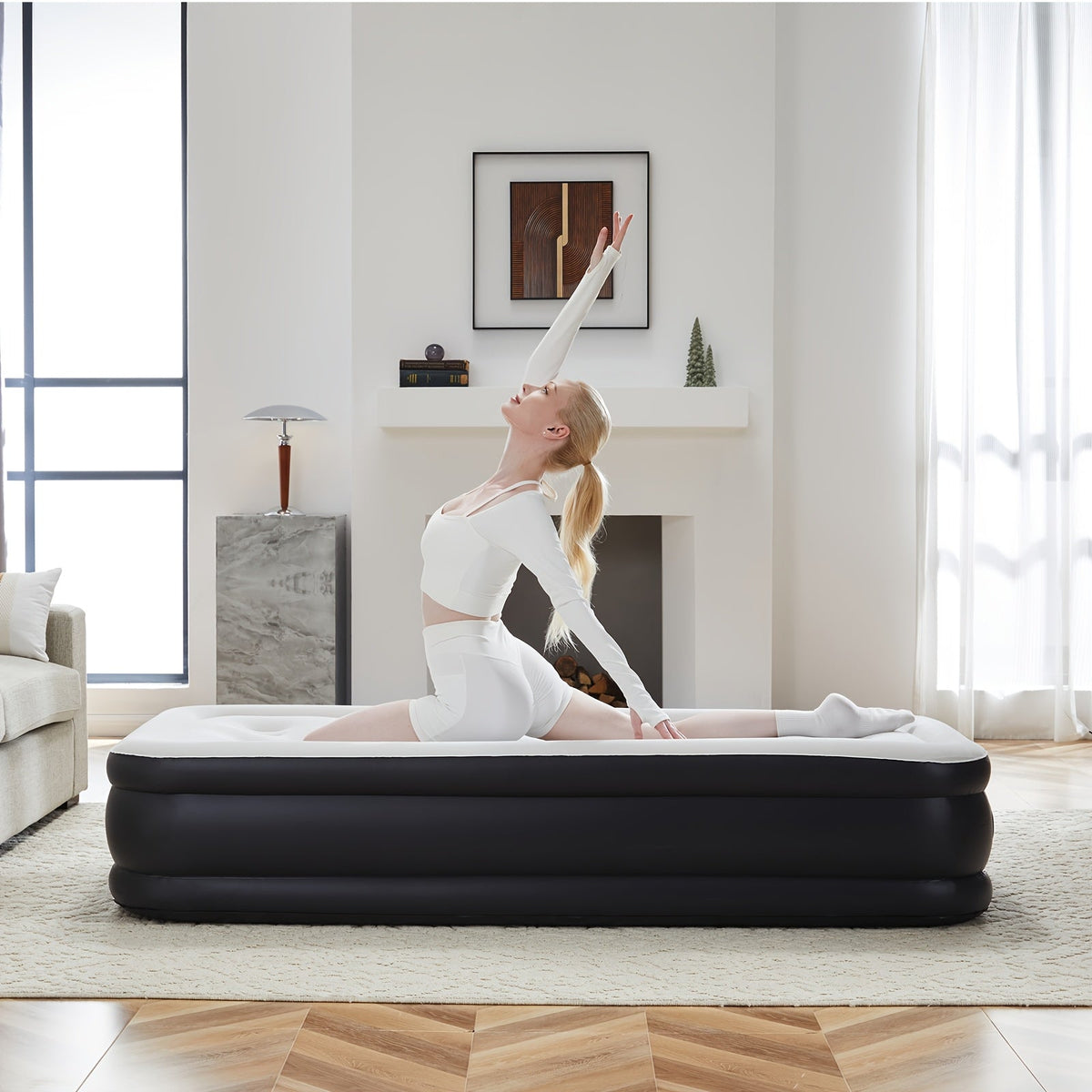 Inflatable Air Mattress, 16/18/22-inch Thick, with Built-in High-Capacity Pump, Non-Slip Bottom, Low Noise, 660 lbs Capacity, Adjustable Camping, Outdoor, Yard, and Guest Bed
