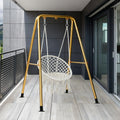 A-Frame Hammock Chair Stand Foldable – Heavy-Duty 300 LBS Steel Swing Stand for Hanging Chair Porch Indoor Outdoor Use in Black White Gold Silver