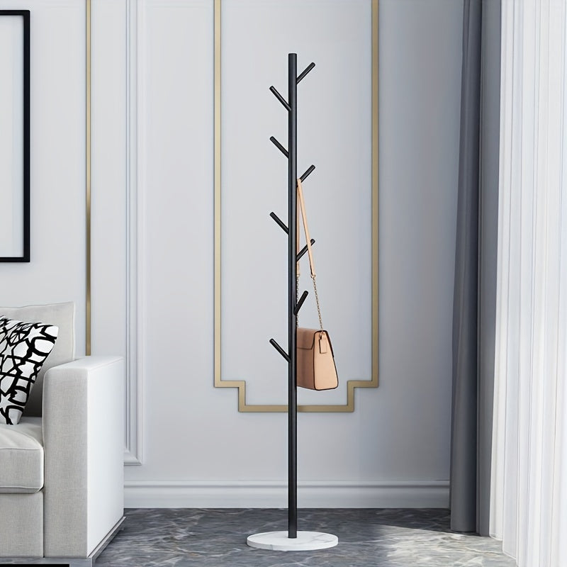 Clothes Rack Floor Standing Minimalist Marble Base Garment Rack Vertical Single Hook Coat Hanger Modern Bedroom Storage Shelf Golden Stand