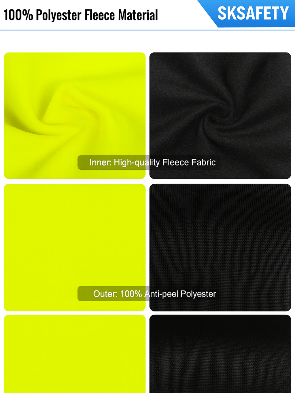 High Visibility ANSI Class 3 Type R Reflective Safety Zip-Up Fleece Hoodie for Men and Women, Construction Workwear with Neck Gaiter, Fluorescent Yellow