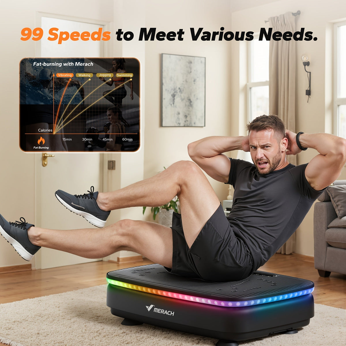 Vibration Plate Exercise Machine, 99 Speed Levels, LED Color Light, 330 lbs Capacity, Whole Body Workout Fitness Platform, for Home Gym, Weight Loss, Muscle Toning & Recovery