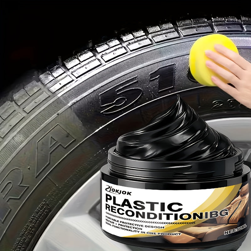 Car Plastic Restorer & Tire Brightening Cream – Universal Auto Refurbishing Cream for Dashboard, Interior Trim, and Tires, Prevents Aging & Fading, Long-Lasting Shine & UV Protection for All Vehicles