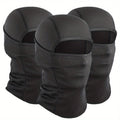 3 Pack Men's Balaclava Face Mask, Windproof, Moisture-Wicking, Breathable Polyester Ski Hood for Outdoor Sports, Cycling, Fishing, Hiking, Hunting – Camouflage & Solid Colors All-Season Headwear