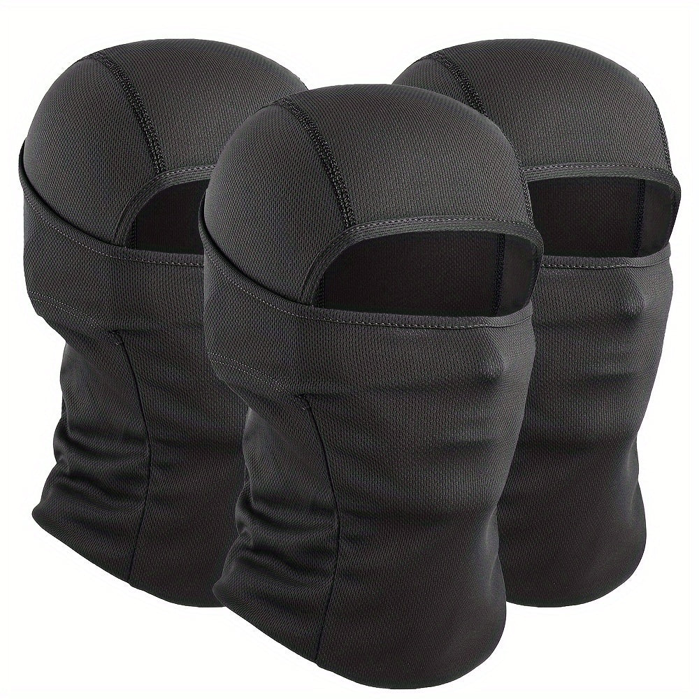 3 Pack Men's Balaclava Face Mask, Windproof, Moisture-Wicking, Breathable Polyester Ski Hood for Outdoor Sports, Cycling, Fishing, Hiking, Hunting – Camouflage & Solid Colors All-Season Headwear