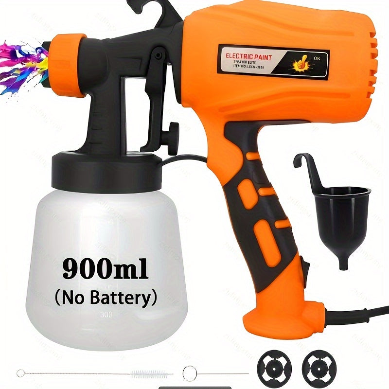 HVLP Electric Paint Sprayer – Airless Spray Gun with 3 Patterns, 27oz Container, Easy Clean for Houses, Furniture, Cabinets, Fences, Walls, Cars & DIY Projects