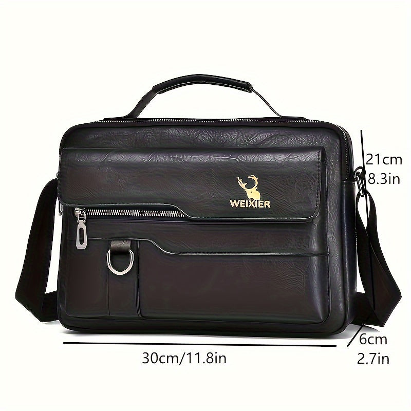 Vintage Shoulder Bag Crossbody Messenger Bag Vertical Business Casual Commuter Versatile for Work Travel Daily Use Black Horizontal Style