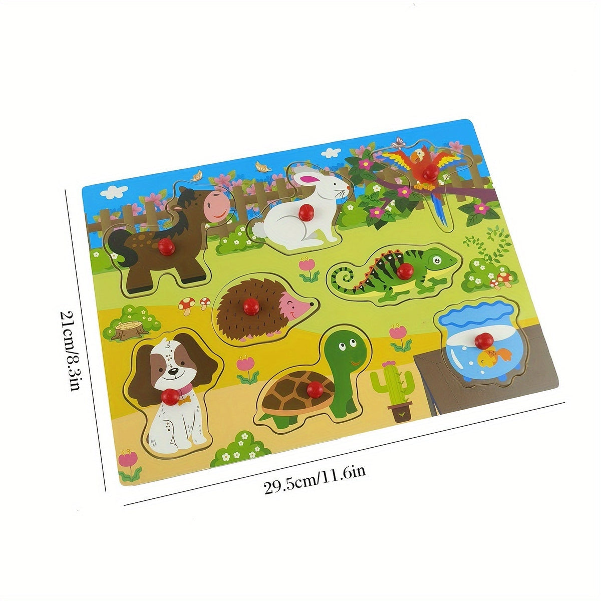 4-Piece Wooden Peg Puzzle Set for Toddlers, 32 Pieces, Knob Puzzles with Farm and Zoo Animal Themes, Montessori Learning Toy for Ages 1, 2, 3, Birthday, Christmas, Easter Gift for Boys and Girls