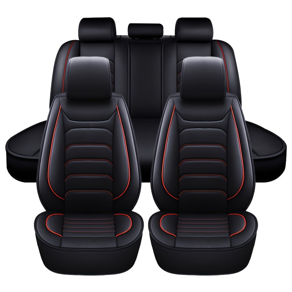 Faux Leather Car Seat Covers 5-Seat Full Set – Waterproof 360° All-Weather Protection, Soft Foam Padding, Non-Slip Grip, Universal Fit for Cars, Trucks, Sedans, and SUVs, 6 Colors Available