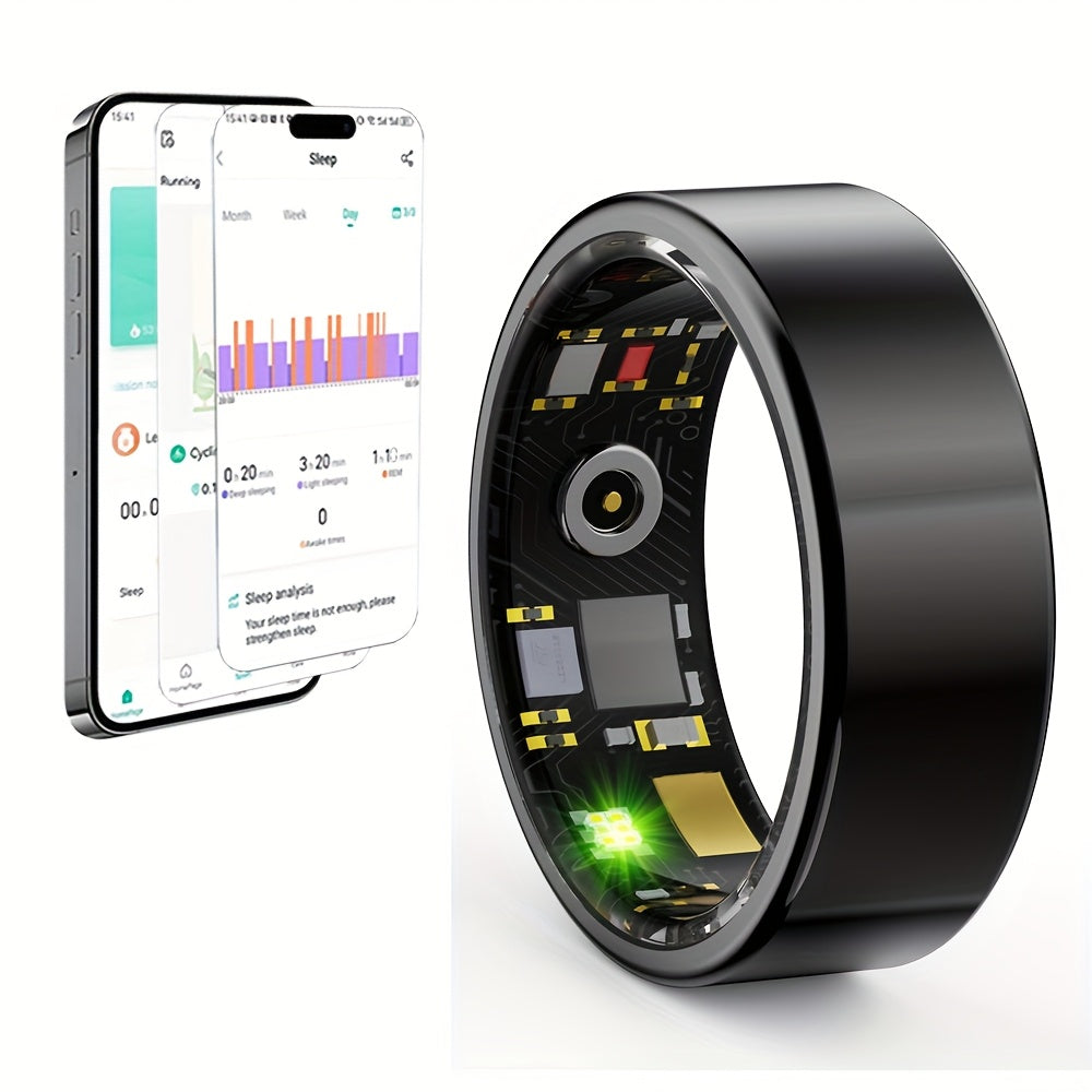 Smart Ring Sleep Tracker, Heart Rate Monitor, Fitness Wearable, Titanium Alloy Body, Bluetooth 5.3, Step Counter, Pedometer, Distance Tracking, Magnetic Charging, Compatible with iPhone & Android – Black, Rose Gold, Silver