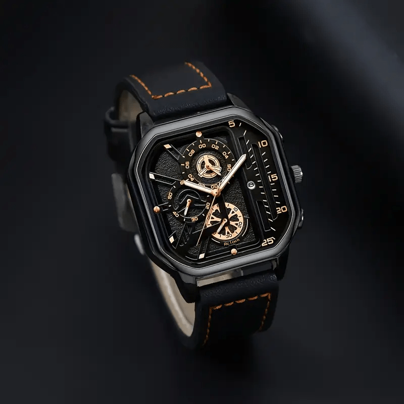 2pcs Men's Watch Set: Sports Triangle Dial Silicone Strap and Retro Square Dial Quartz Watch with Date Display, Casual Dress Watches for Valentine's Day or Father's Day Gift
