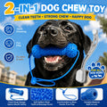 Dog Teething Chew Stick and Teeth Cleaning Brush Set 2-Pack - Durable Chewable Dog Toothbrush with Mouth-Open Strap for Easy Brushing, Dual-Purpose Dental Care Toy for Dogs, Random Color