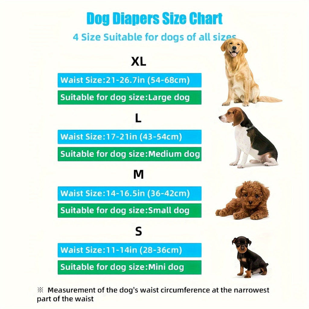 6-Pack Reusable Male Dog Diapers, Washable Belly Bands, Adjustable, Soft, Absorbent for Puppies and Small, Medium, Large Dogs, Fun Themed Designs, Sizes S to XL