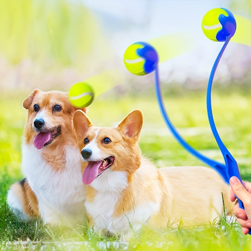 Dog Ball Launcher with Tennis Ball - Hands-Free Fetch Stick for Outdoor Training & Exercise, No-Bend Dog Ball Chucker for Small, Medium, and Large Dogs, Durable Pet Ball Thrower Toy