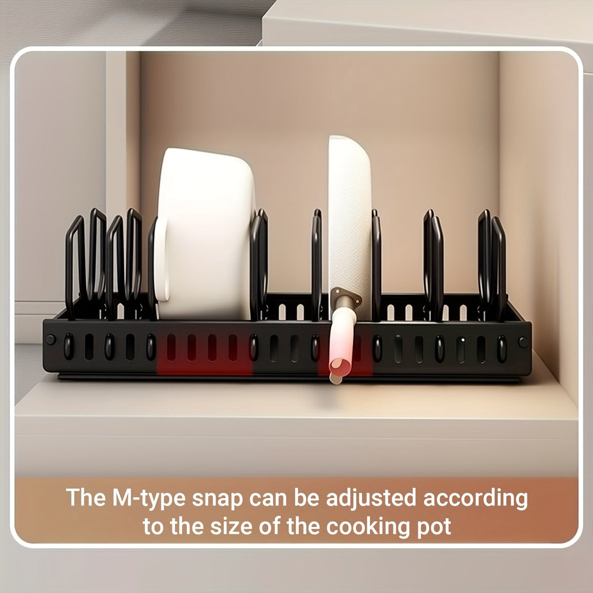 Pull-Out Pot & Pan Organizer Rack for Under Cabinet – Slide-Out Lid Holder with 8 Adjustable Compartments, Drill-Free Installation, Kitchen Cabinet Cookware & Baking Sheet Organizer – 1pc or 2pcs