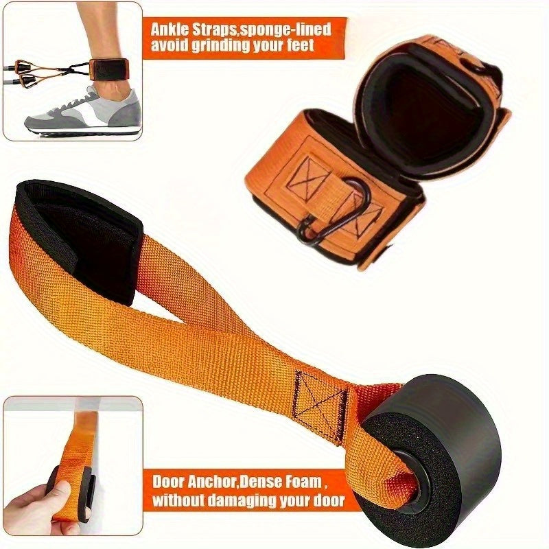 300lb Heavy-Duty Resistance Band Set Home Gym Strength Training Kit with Handles, Door Anchor, and Ankle Straps for Full-Body Workout, Muscle Building, Toning, and Rehabilitation